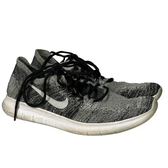 Nike Free RN Flyknit 2017 Womens 10 Black White Running Trainer Gym Athleisure - Picture 3 of 7